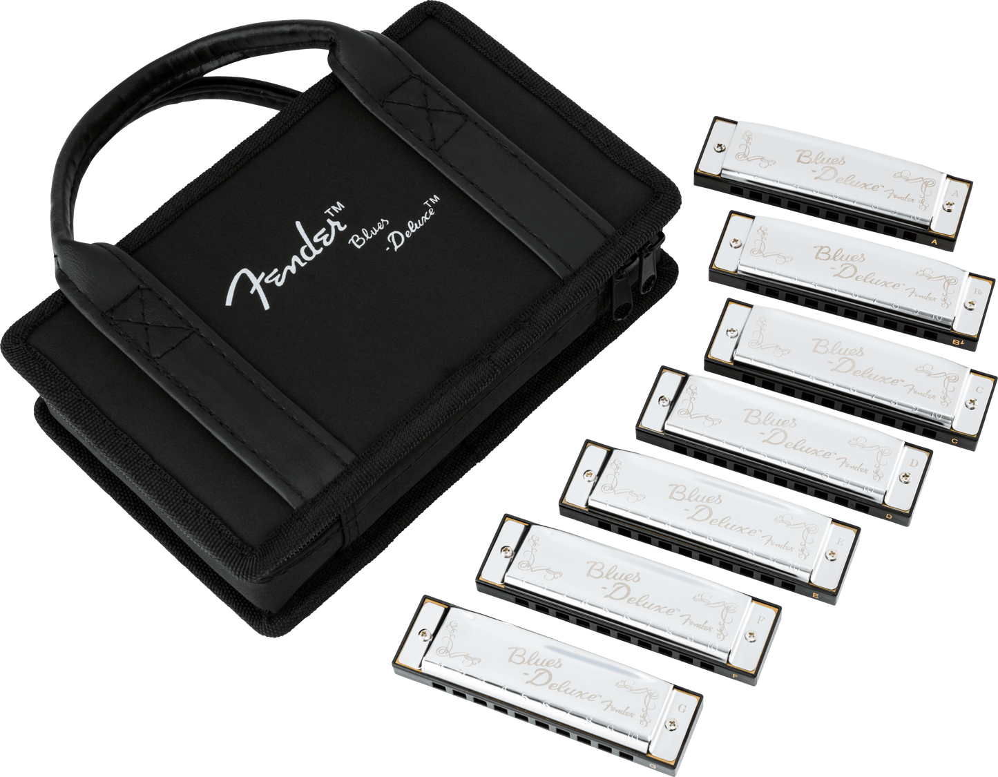 Blues Deluxe Harmonicas - 7 Pack with Case
