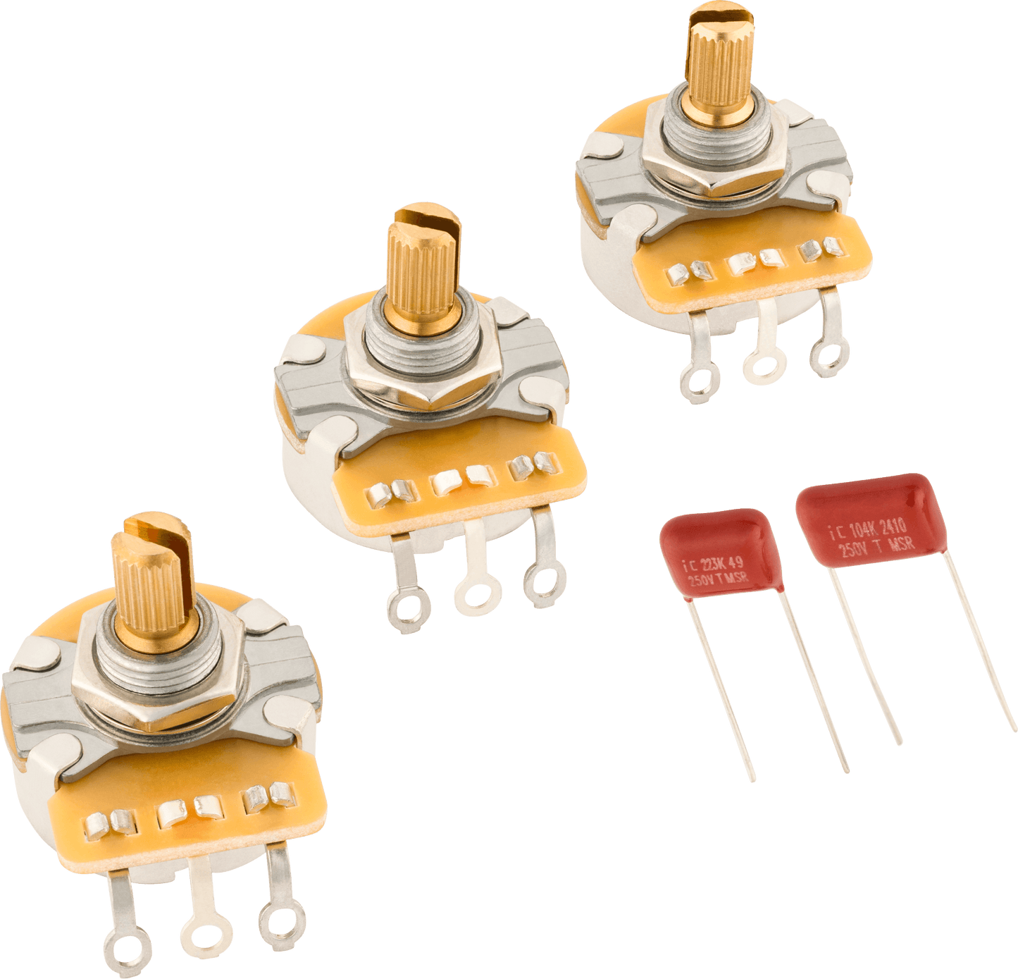 Stratocaster® Split Shaft Potentiometer and Capacitor Kit, 3-Pack